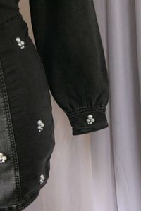 H&amp;M Gray Embellished Denim Mini Dress