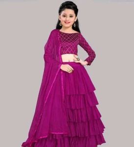 Girls' Purple Lehenga Choli Set