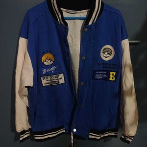💙🤍Blue Embroidered Varsity Jacket