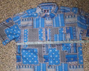 Bold Blue Patchwork Print Short-Sleeve Shirt