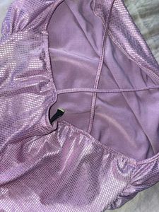 Shiny Purple Cowl Neck Halter Top