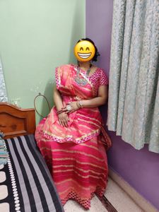 Womens Pink Lehenga Set With Blouse