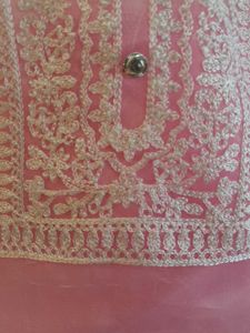 Pink Embroidered Dress Material without duppta
