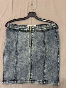 Denim Mini Skirt with Zipper Detail