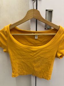orange Ribbed Crop Top