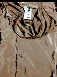 With Tag Elegant Brown Cowl Neck Dress