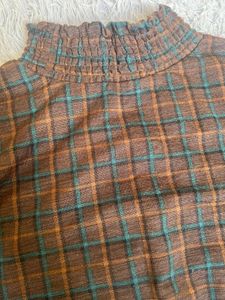Vintage Plaid Mock Neck Top