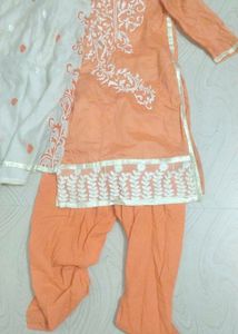 Orange And Cream Colour Suit Set