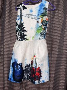 🤍 Printed Sleeveless Skater Dress – Gently Used �