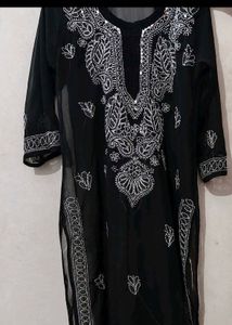 Black Lakhnawi Kurti With Matching Inner Wear