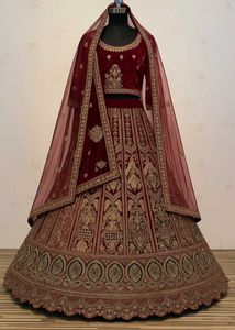 Luxury Maroon Bridal Lehenga with Heavy Embroidery