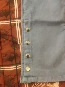 Light Blue Wide Leg Jeans with Buttons