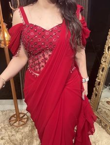 Red Embellished Corset Saree