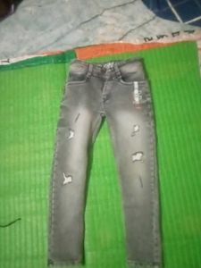 Boys' Grey Distressed Denim Jeans