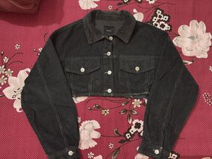 Cropped charcoal bombed jacket