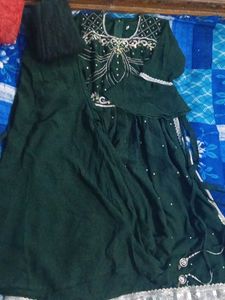 Elegant Green Embroidered Outfit