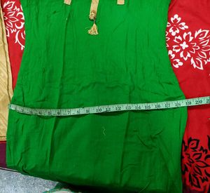 A-line Green Kurta Set