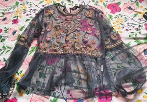 Floral Embroidered Net Top