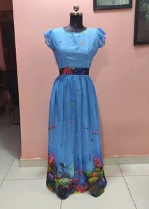 Blue Reef Print Maxi Dress