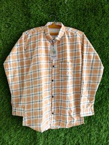 Bless Men Shirts XL Orange Plaid