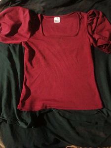 Red Puff Sleeve Top