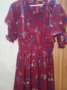 Floral Maroon Mini Dress