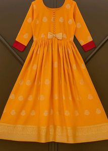 Women Mango yellow Ethnic Gown