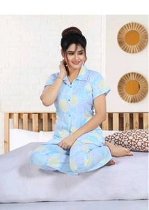 Cute Printed Women's Night Suit Set Shirt &amp; Pyjama