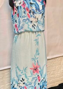 Floral Blue Long Gown/ Maxi Dress