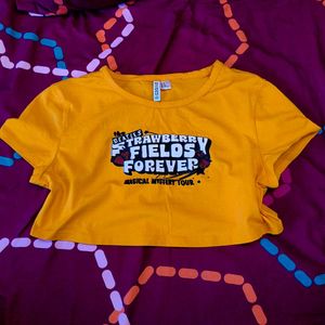 Yellow Beatles Crop Top