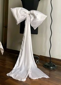 White Bridal Waist Bow