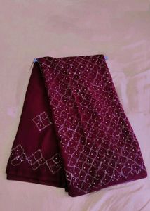 Maroon Embroidered Saree