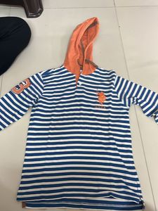 Us Polo Blue And White Hoodie For Men