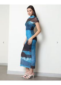 shein blue abstract dress