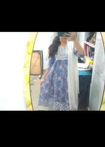 Blue White Cotton Xl Frock Legi Treditional Women