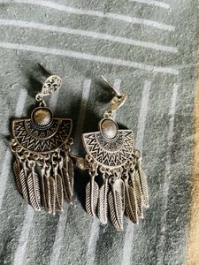 Silver N Golden Oxidised Earrings