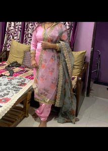 Wedding Dress Pink Organza Dupata Patiyala Salwar