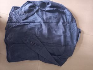 Preloved Shirt denim Blue Color  ( some Color change Seen At One CupLink