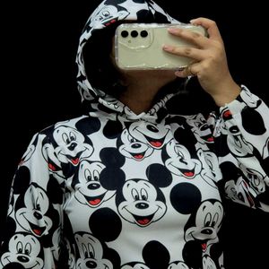 Cartoon Print Hoodie – Oversized Cute Crop Top