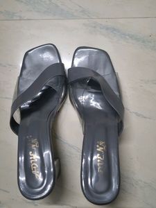 Grey Blocked Glass Heels For Women