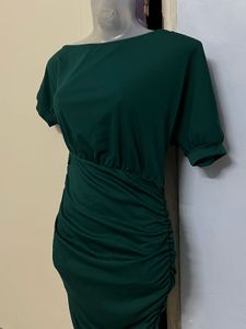 Pintrest Green Ruched Bodycon Dress