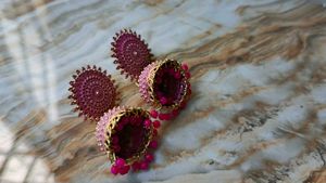 Pink Jhumka Earrings 💖