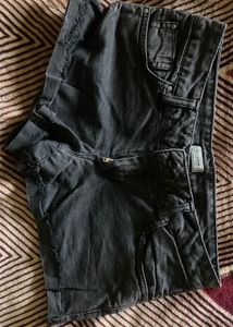 Charcoal Wash Denim Booty Shorts