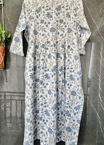 Floral Print Dress with Mulmul Dupatta