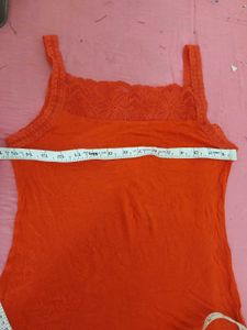 Red Lace Trim Tank Top