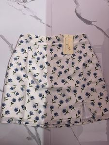 White Floral Mini Skirt
