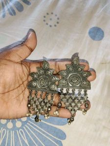 Oxidized Silver Ethnic Earrings