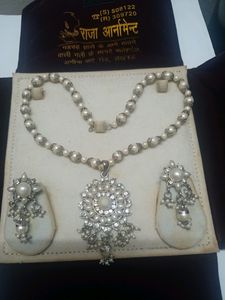 White Pearl Necklace With Pair Of Earings.