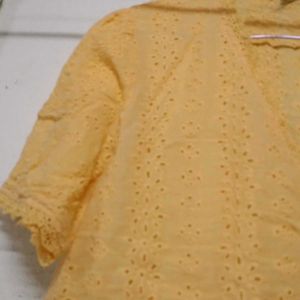 Yellow Eyelet Top
