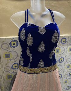 Elegant Blue Velvet Gown